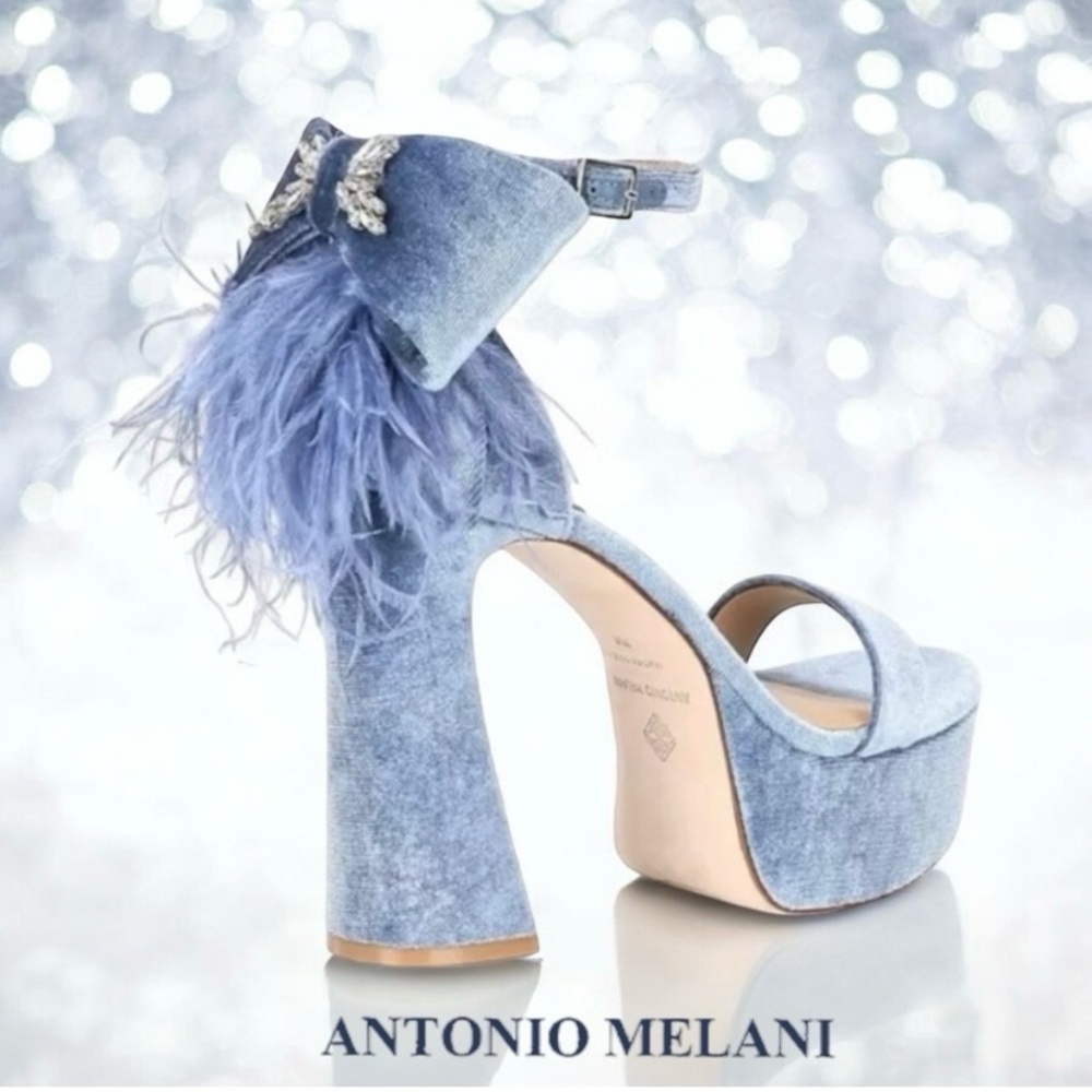 Antonio Melani Blue Chunky Heel Sandals- no shoe box